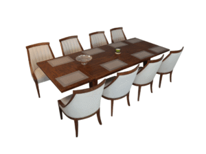 Monterra Grand Estate – Bộ Bàn Ăn 8 Ghế Gỗ Óc Chó Bọc Nệm Hạng Sang