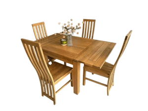 Monterra Farmhouse Series -Bộ Bàn Ăn Gỗ Sồi Rustic Mở Rộng Thông Minh